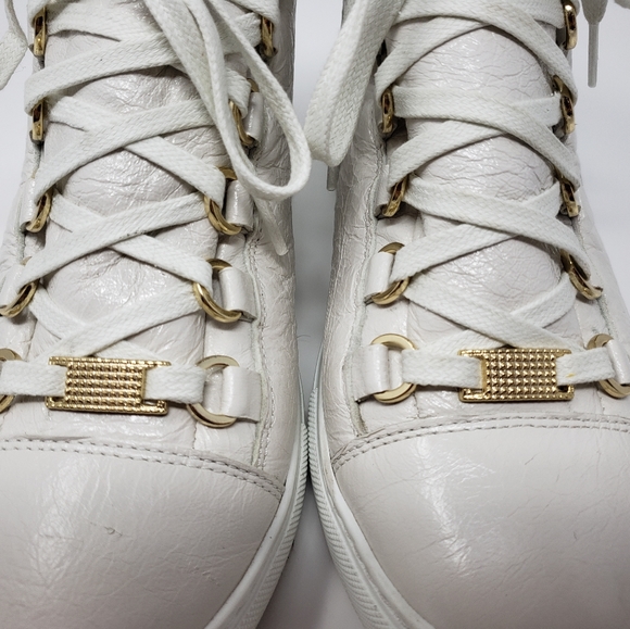 BALENCIAGA Arena High Beige leather Sneakers. Size: 37 - Picture 5 of 8